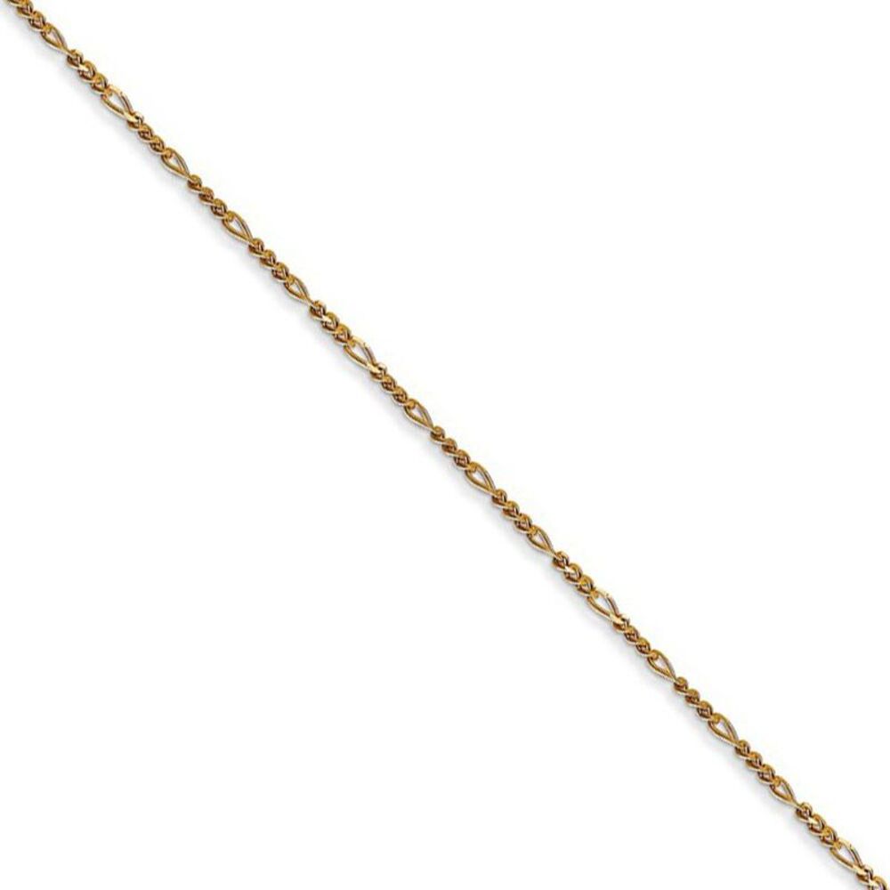 1.25mm, 14k Yellow Gold, Flat Figaro Chain Necklace, 18 Inch